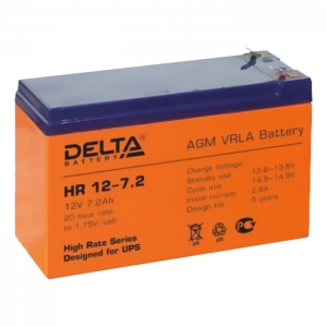 12V, 7.2Ah DELTA HR 12-7.2 151*65*94мм свинцово-кислотный аккумулятор