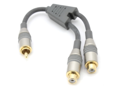 шнур Y-конектор 1xRCA папа на 2хRCA мамы