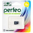 Карта памяти Micro SDHC 4GB PERFEO class10