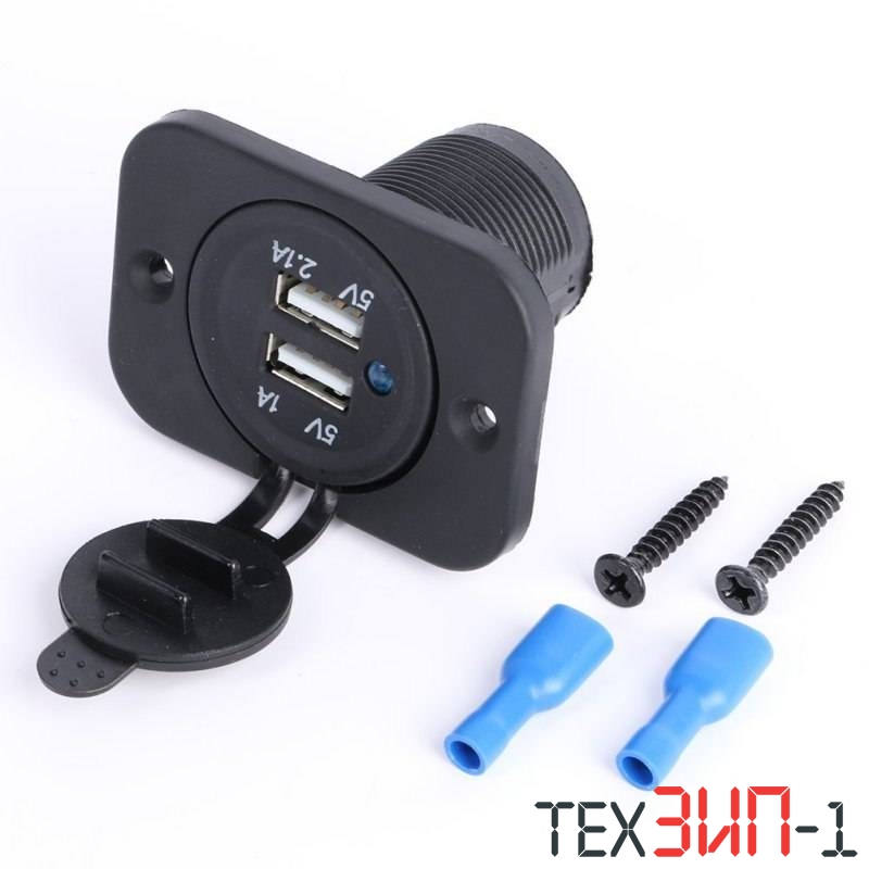 DC/DC 12v-5v 2A 2xUSB Авто встраиваемый с пылезащитой