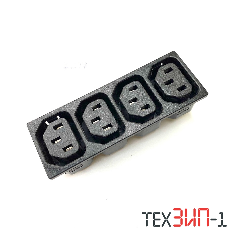 Гнездо сетевое мама 3pin 250V 10A счетверенное