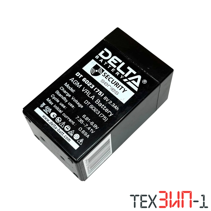 6V, 2.3Ah DELTA DT6023 ( 75 ) 75*43*37 мм свинцово-кислотный аккумулятор